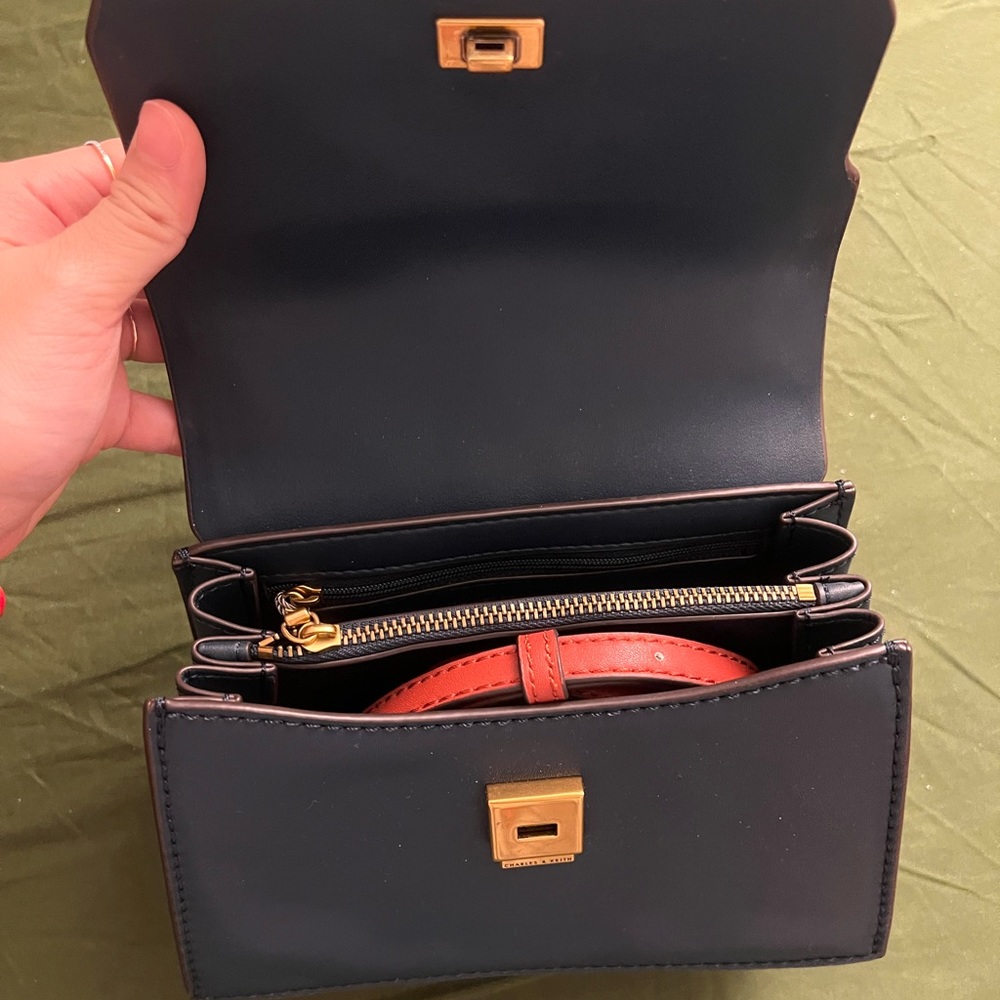 Charles & Keith Two-Tone Chain Handle Crossbody Bag - Picture 3 of 4